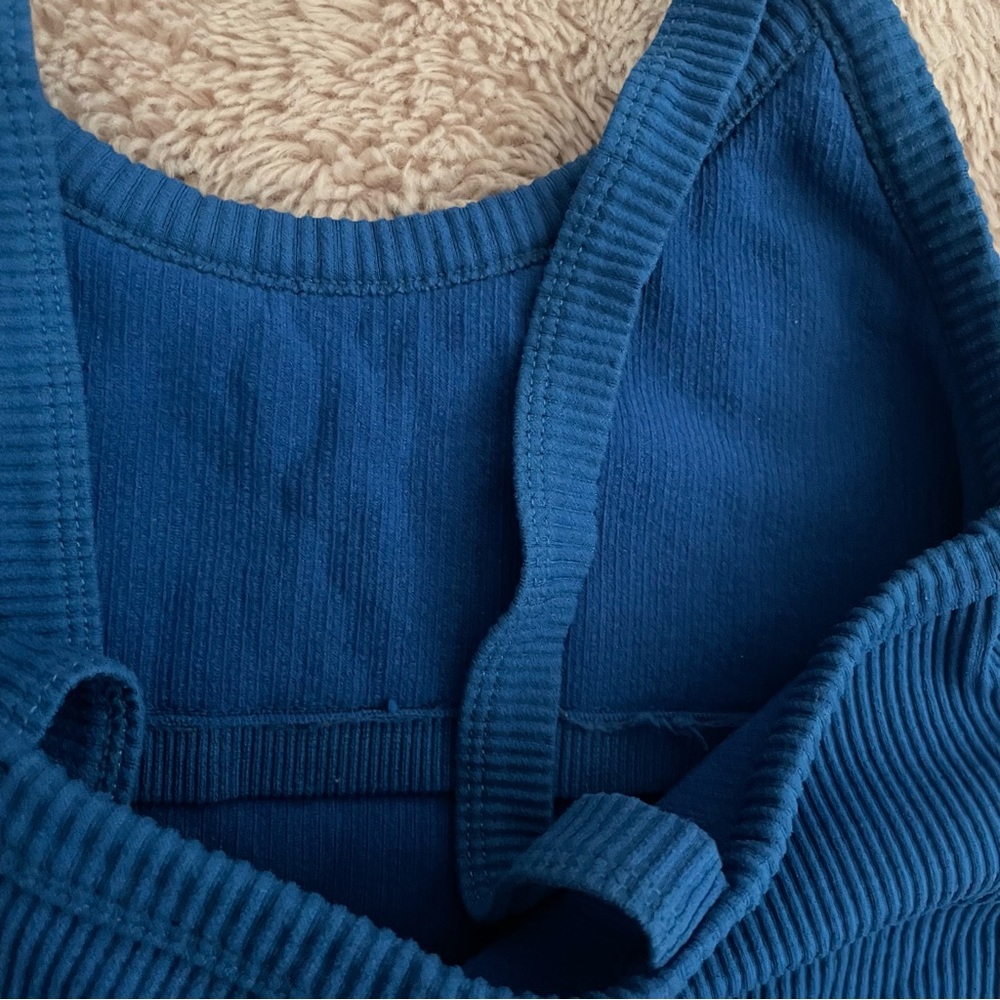 Blue Ribbed Tank Top - Picture 6 of 8